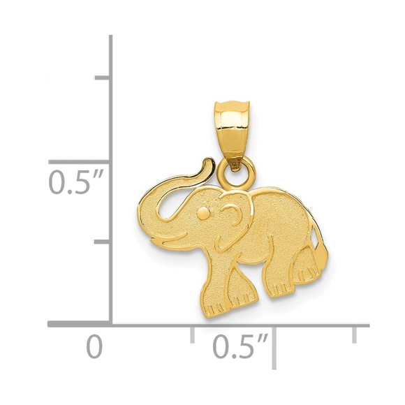 14k Yellow Gold Elephant Necklace Charm Pendant - Picture 3 of 3